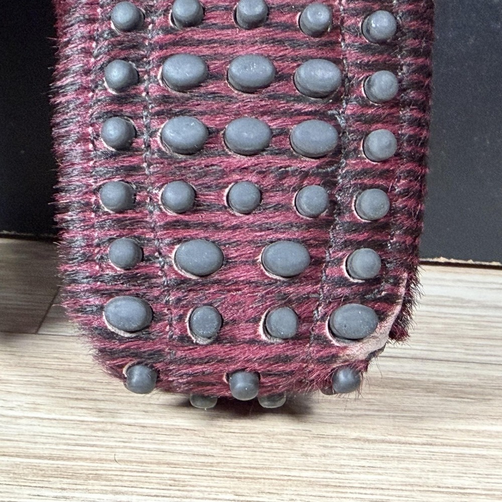 Tods Gommino Driving Shoes Womens 8 Purple Black Pony Hair Striped Loafers Italy - Picture 7 of 11